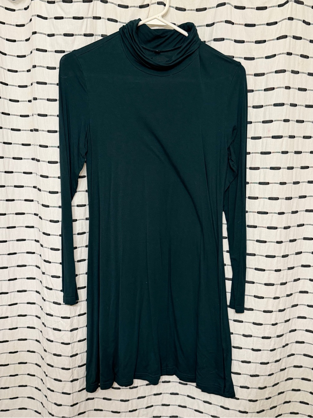 Long Sleeve Turtleneck Women's Dress in Dark Green